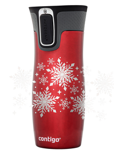 Thermal Mug Contigo West Loop 2.0 470 ml - Red - Snow Stars