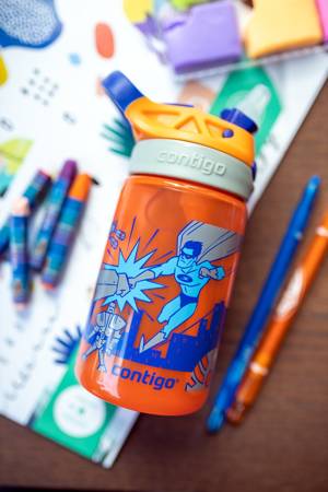 Bottle for kids - Contigo Gizmo Flip 420ml Kids Mug - Nectarine Superhero