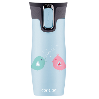 Contigo West Loop 2.0 470ml thermal mug - Blue Mat - Bird love 