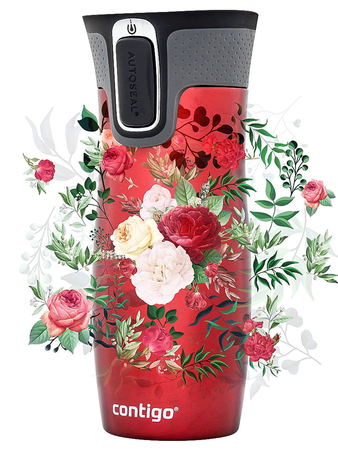 Thermal Mug Contigo West Loop 2.0 470 ml - Red - Flowers